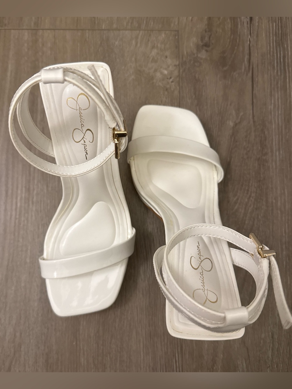White Ankle-Strap Platform Stiletto Heels - Women's Sandals - Picture 3 of 4